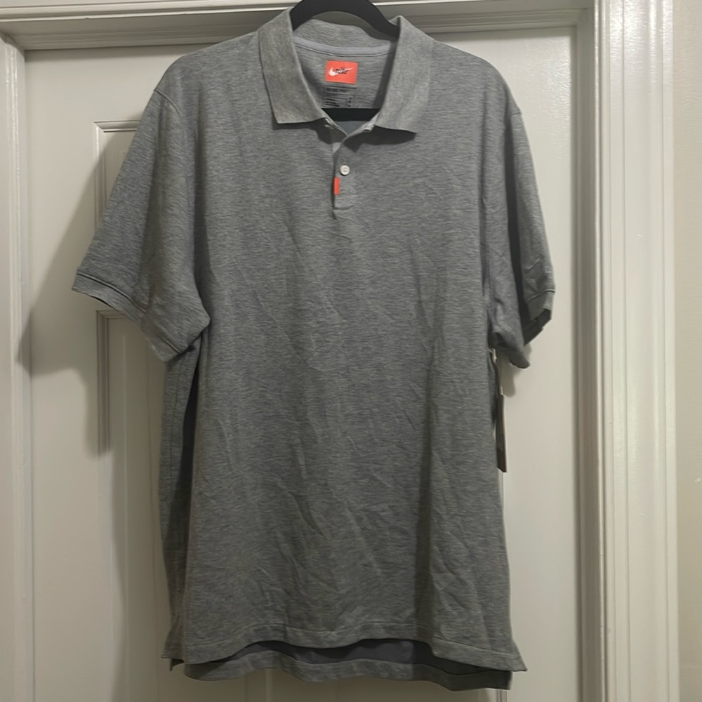 Nike light gray standard fit polo